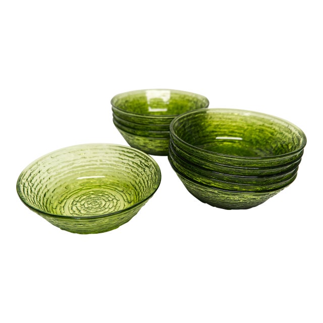 Anchor Hocking Soreno Avocado Green Small Bowls Set of 10 For Sale