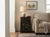 Distressed Black Golden Floral Graphic Tall Side End Table Cabinet For Sale In San Francisco - Image 6 of 14