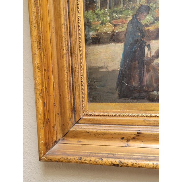 Antique Early 1900s Oil on Panel of a Venetian Market Scene by m.s. Loresen (?) For Sale - Image 13 of 17