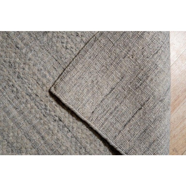 8x10 Ivory Handmade Wool Subtle Textured Weave Geometric Modern Carpet Rug For Sale In New York - Image 6 of 9