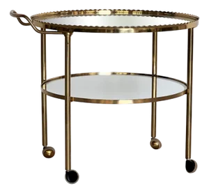 Brass and Glass Serving Cart from Vereinigte Werkstätten Collection, 1960s
