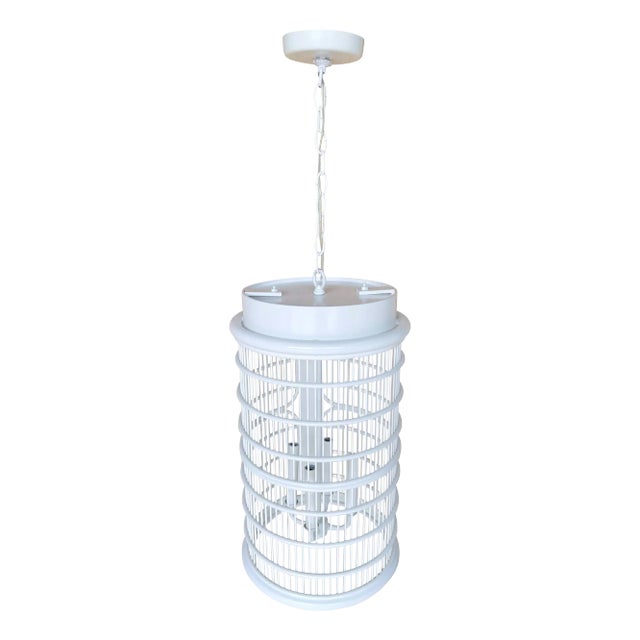 French Modern Wrought Iron White Lantern For Sale