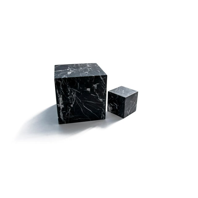 Black Large Decorative Paperweight Cube in Black Marquina Marble For Sale - Image 8 of 10