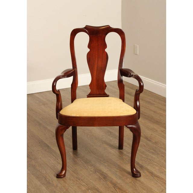 High Quality Vintage Carved Mahogany Arm Chair with Gooseneck Arms