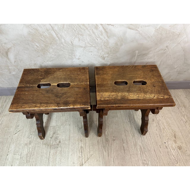 Oak Stools, 1920, Set of 2 For Sale - Image 10 of 11
