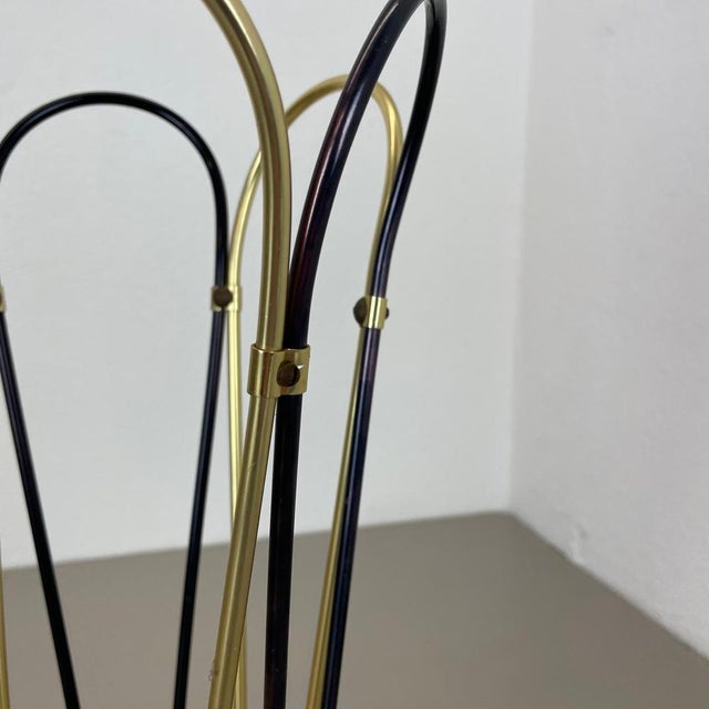 Metal Mid-Century Modernist Bauhaus Metal Brass Umbrella Stand, Germany, 1950s For Sale - Image 7 of 16