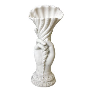 19th Century Victorian Royal Copenhagen Style Parian Ware Porcelain Hand Vase For Sale
