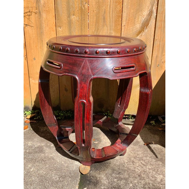Mid 20th Century Vintage Chinese Rosewood Garden Stools-A Pair For Sale - Image 5 of 13
