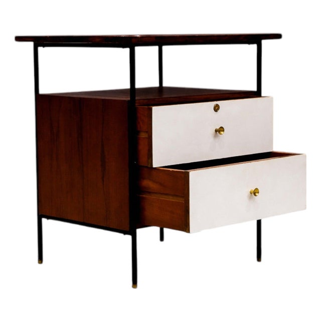 Side Table in Metal, Rosewood and Formica, Geraldo de Barros for Unilabor, 1950s - Lot 439A For Sale