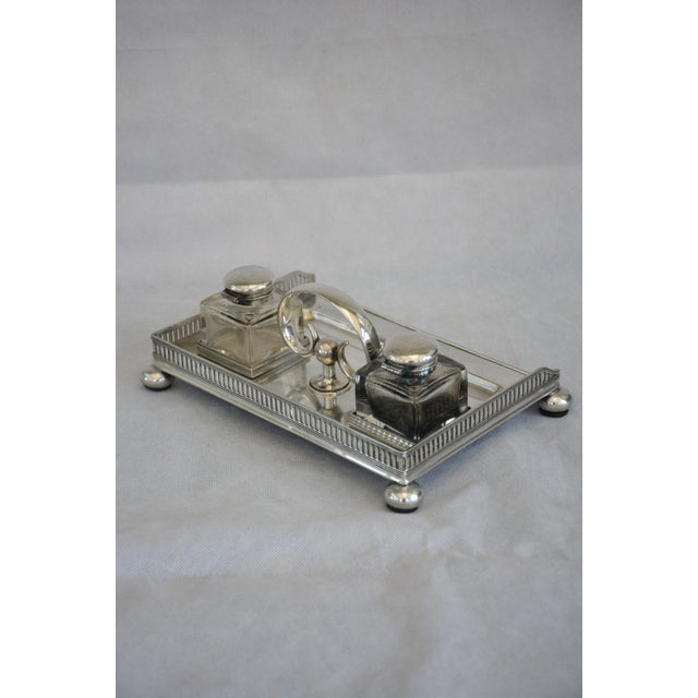 English Walker and Hall Silver Plated Ink Stand Desk Stand from Sheffield, 1880s For Sale - Image 6 of 16