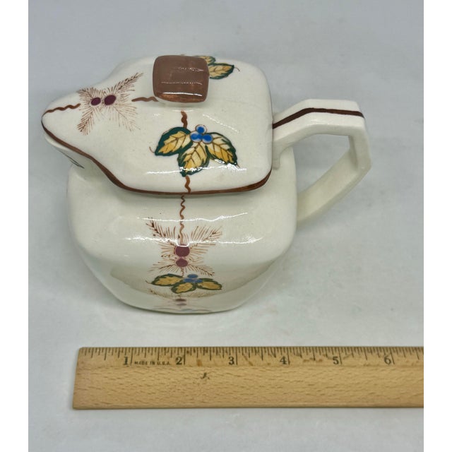 Mid 20th Century Ceramic Lidded Creamer Hand-Painted Floral Berry Motif For Sale - Image 10 of 12