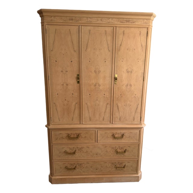 Drexel Heritage Burl Wood Armoire / Tv Cabinet – Vintage For Sale
