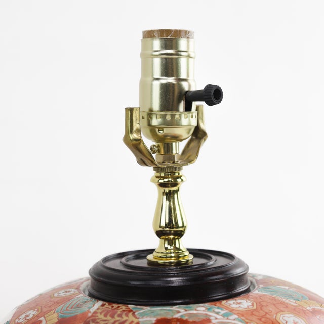 Ceramic Pair of Vintage Famille Rose Porcelain Table Lamps With Flower Motif For Sale - Image 7 of 11