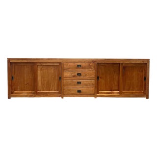 Large Teak Sideboard with Sliding Doors and Drawers For Sale