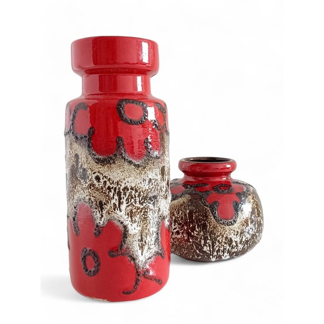 West German Fat Lava Decor Ceramic Vases from Scheurich Keramik, 1960s, Set of 2 For Sale - Image 4 of 14