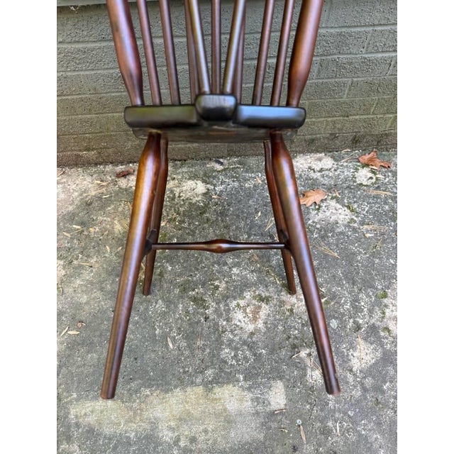 Brown Vintage Art& Craft Style Spindle Brace Back Side Chair by Sikes Company For Sale - Image 8 of 18