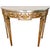 A sophisticated demilune console table by Maitland-Smith, featuring a Neoclassical silhouette and hand-applied distressed...