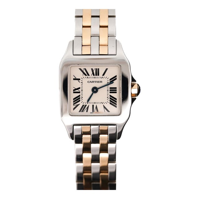 Cartier Santos Demoiselle 2698 Two-Tone Steel & 18k Gold Ladies Bracelet Watch For Sale
