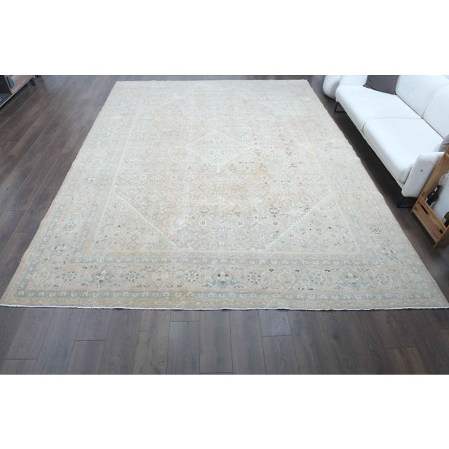Persian 1970s Vintage Persian Handmade Wool Cotton Light Beige Area Rug For Sale - Image 3 of 11