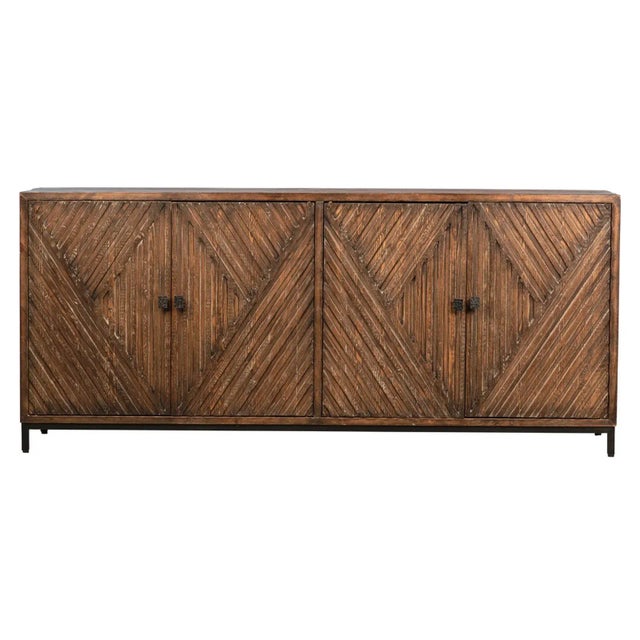 Rustic Modern Abstract Wood Sideboard Credenza Chairish