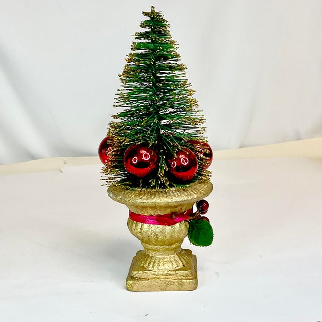 1960s Vintage Boho Chic Hollywood Regency Bottle Brush Christmas Tree For Sale - Image 6 of 8