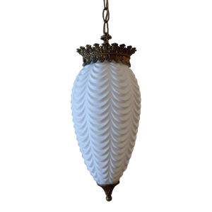 1990s White Glass Pendant