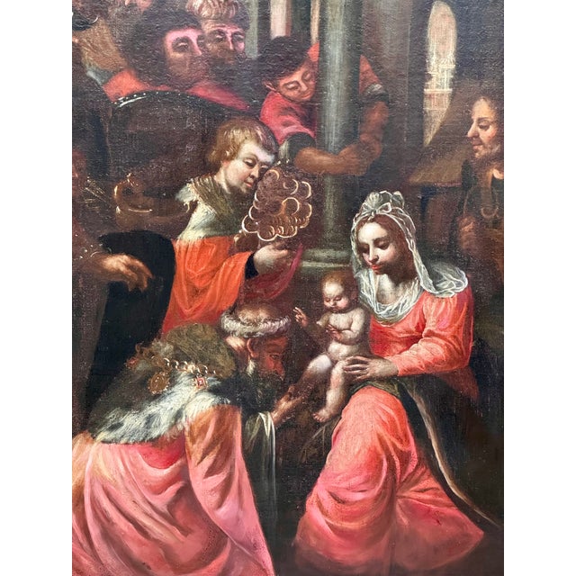 "The Adoration of the Magi" Oil on Canvas Painting, Old Master School For Sale In Tampa - Image 6 of 12