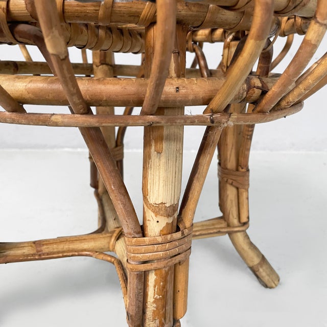 Wood Mid-Century Modern Italian Round Table Stool in Rattan, 1960s For Sale - Image 7 of 14