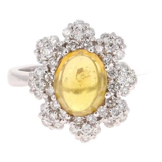 2.36 Carat Tourmaline Diamond 14 Karat White Gold Cocktail Ring, Size 7 For Sale