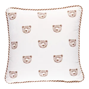 Schumacher x Marie-Chantal Bear Print 16" Pillow in Ivory