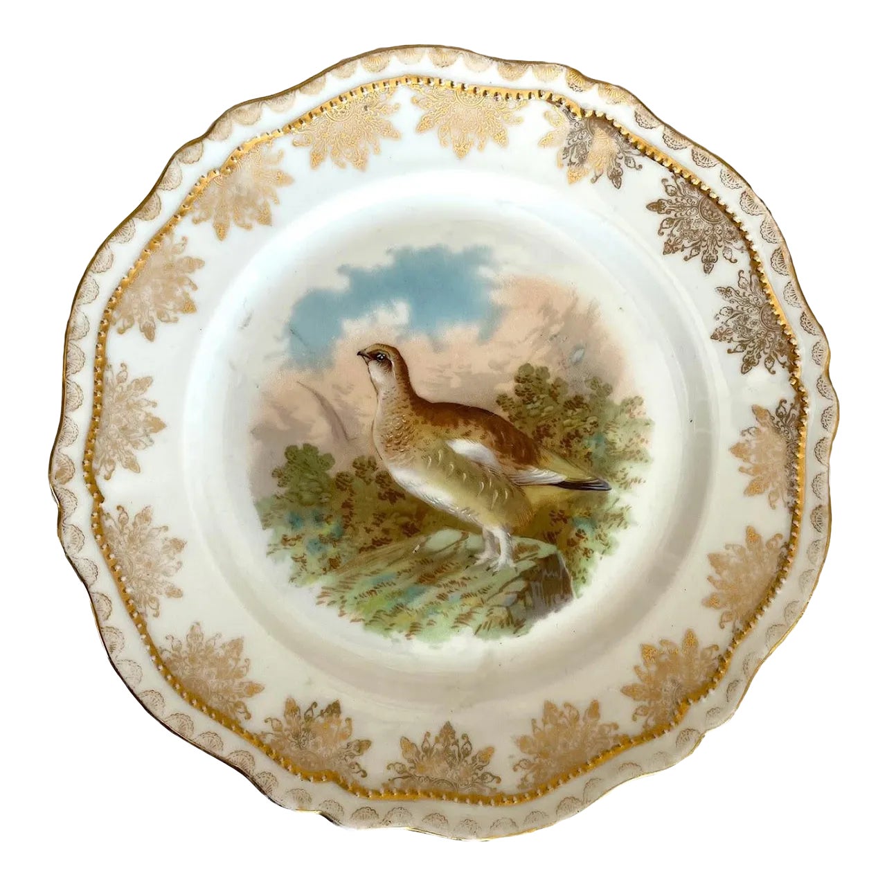 1910s Oscar Edgar Gutherz Royal Austria Luncheon Plate Gold Floral