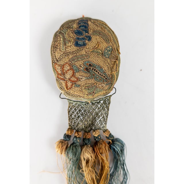 19th Century Chinese Silk Embroidered Forbidden Stitch Robe or Hair Embellishment For Sale - Image 4 of 13