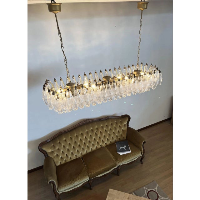 Mid 20th Century Crystal Murano Poliedri 138 Transparent Glasses Chandelier by Carlo Scarpa For Sale - Image 4 of 11