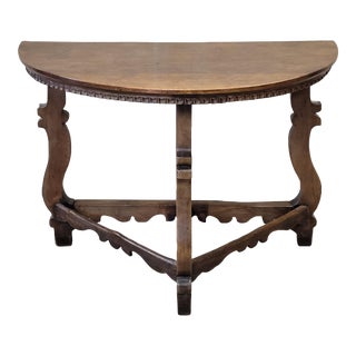Antique Italian Baroque Demi Lune Console Table For Sale