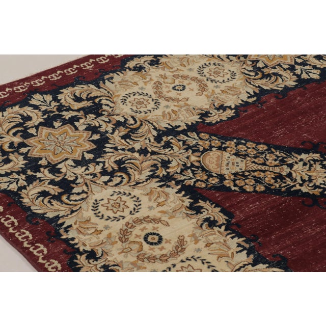 Traditional Vintage Persian Tabriz Rug, Burgundy With Rare Floral Medallion - Rug & Kilim For Sale - Image 3 of 9