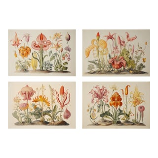 Set of 4 - 20' X 13.9' Watercolor Botanical Floral Prints 'Hortus Floridus' Style Flowers #7, Unframed For Sale