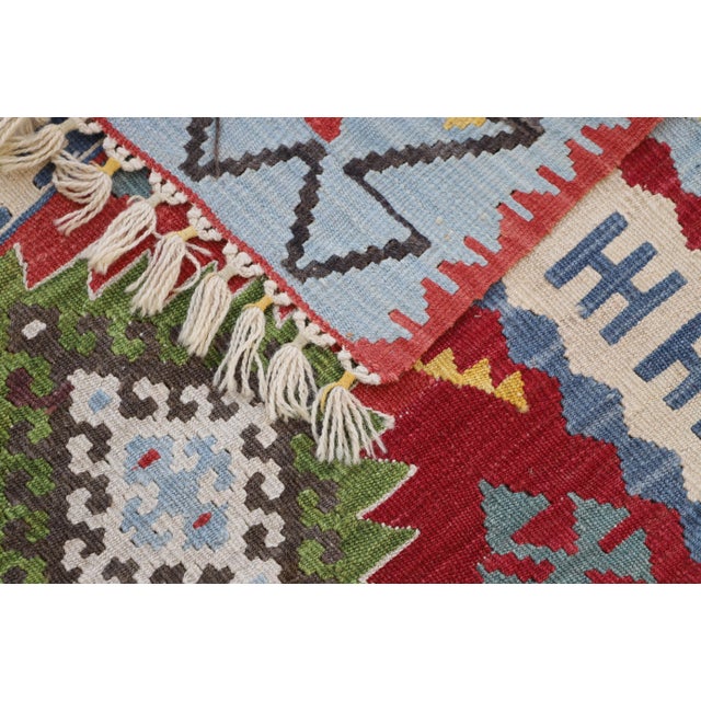 Red 1960s Tribal Red Hand Knotted Kilim Rug For Sale - Image 8 of 9