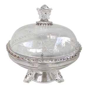 Antique j.h. Hobbs Figural Pressed Glass Covered Compote Candy Dish