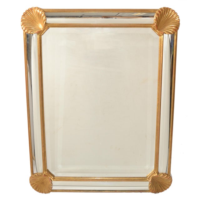 1970s LaBarge Rectangle Nautical Carved Gilt Wood Seashell Beveled Wall Mirror For Sale - Image 13 of 13