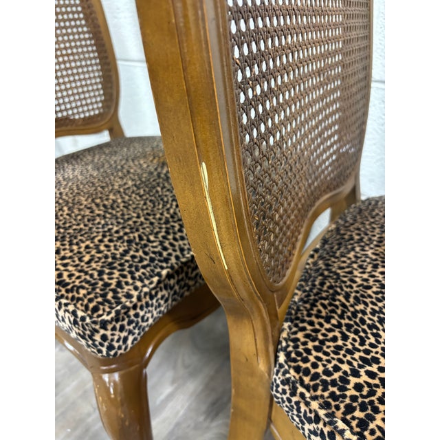 Wood Vintage French Provincial Louis XV Style Caned Back Dining Chairs - Set of 4 For Sale - Image 7 of 13