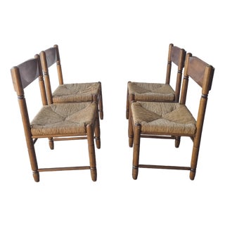 Vintage French Style Rush Seat Dining Chairs - Set of 4 For Sale