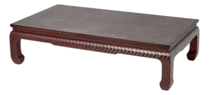 Karl Springer Style Lacquered Raffia Ming Coffee Table