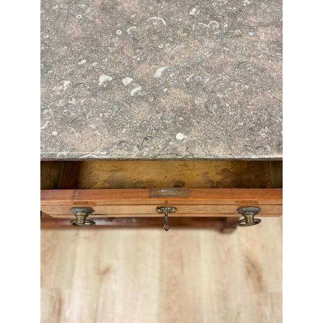 Antique French Provincial Marble Burlwood Buffet 2 Drawer Locking Cabinet For Sale - Image 16 of 18