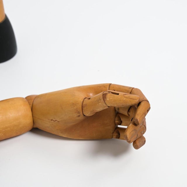 Brown Antique Articulated Wooden Display Hands, Set of 2 For Sale - Image 8 of 13