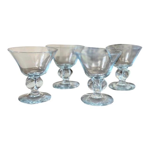 Vintage Blue Gulli Ingrid Swedish Glass Stemware - Set of Four (4) For Sale