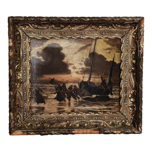 Antique Original French Oil Painting, The Storm That Rises