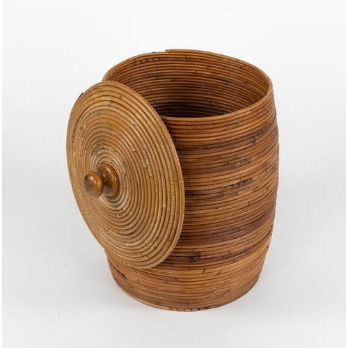 Mid-Century Modern Mid-Century Modern Bamboo and Rattan Basket, Italy, 1970s For Sale - Image 3 of 13