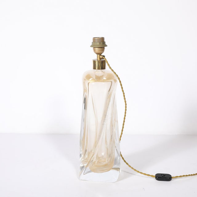 Modernist 24kt Gold Fleck Murano Glass Table Lamps Signed Vittorio Rigattieri For Sale - Image 13 of 14