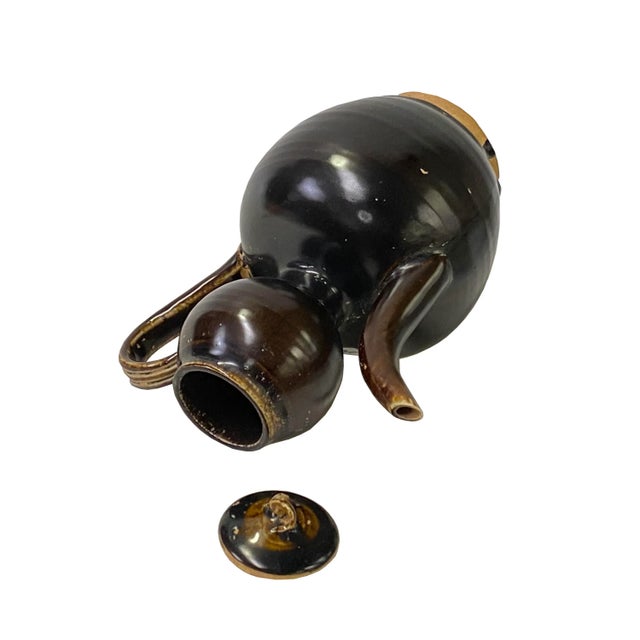 2010s Chinese Ware Brown Glaze Pattern Ceramic Jar Vase Display Art For Sale - Image 5 of 6