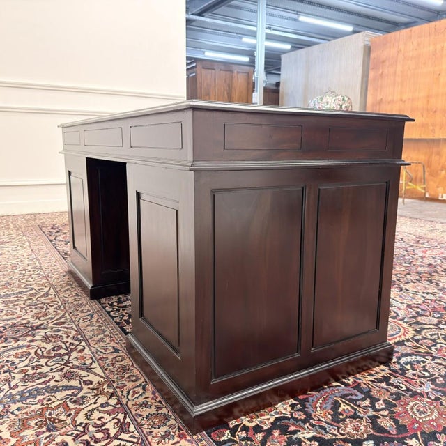 Brown English Desk with Leather For Sale - Image 8 of 18
